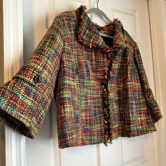 Lafayette 148 New York Wool Blend Multi Color Jacket Size 18w - Picture 3 of 7